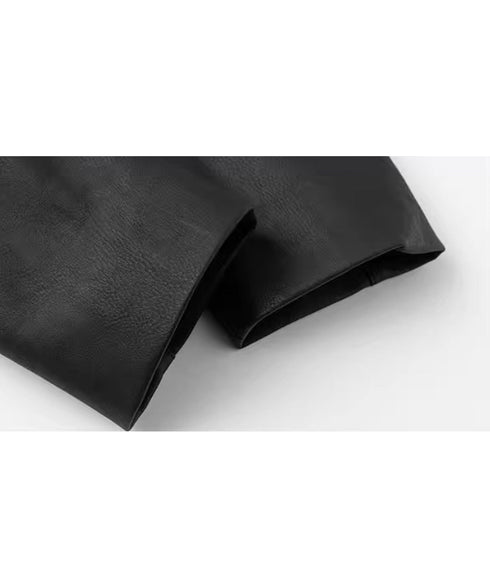 Buttonless Faux Leather Jacket